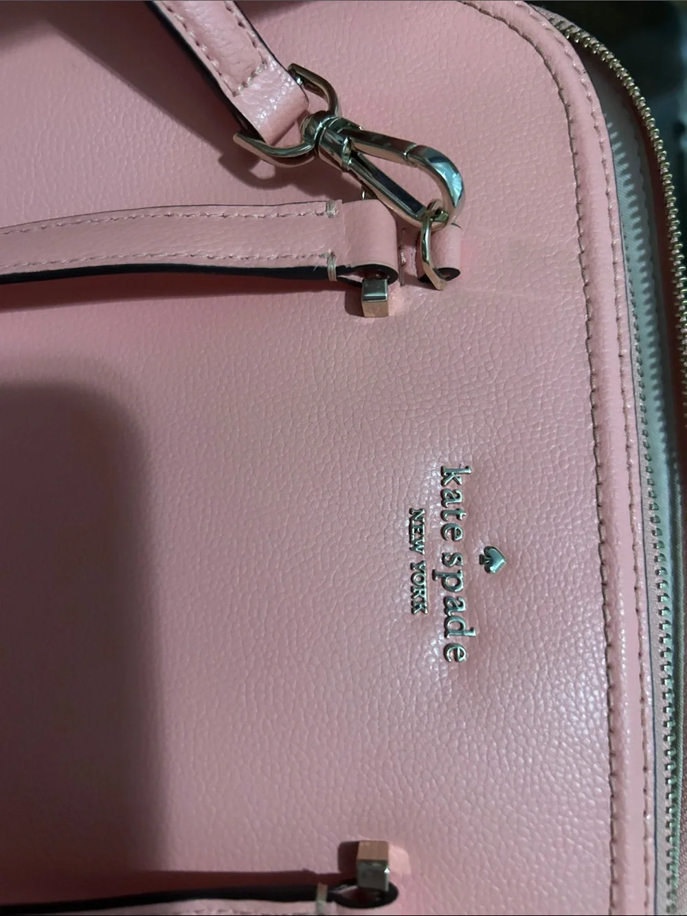 kate spade coral pink leather satchel with gold-tone hardware